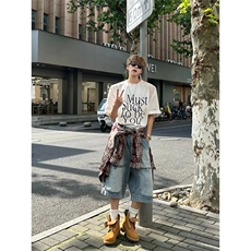 现货~美式高街工装牛仔短裤男复古宽松直筒中裤七分裤A3125-特P45，男装牛仔裤，星座1004-3