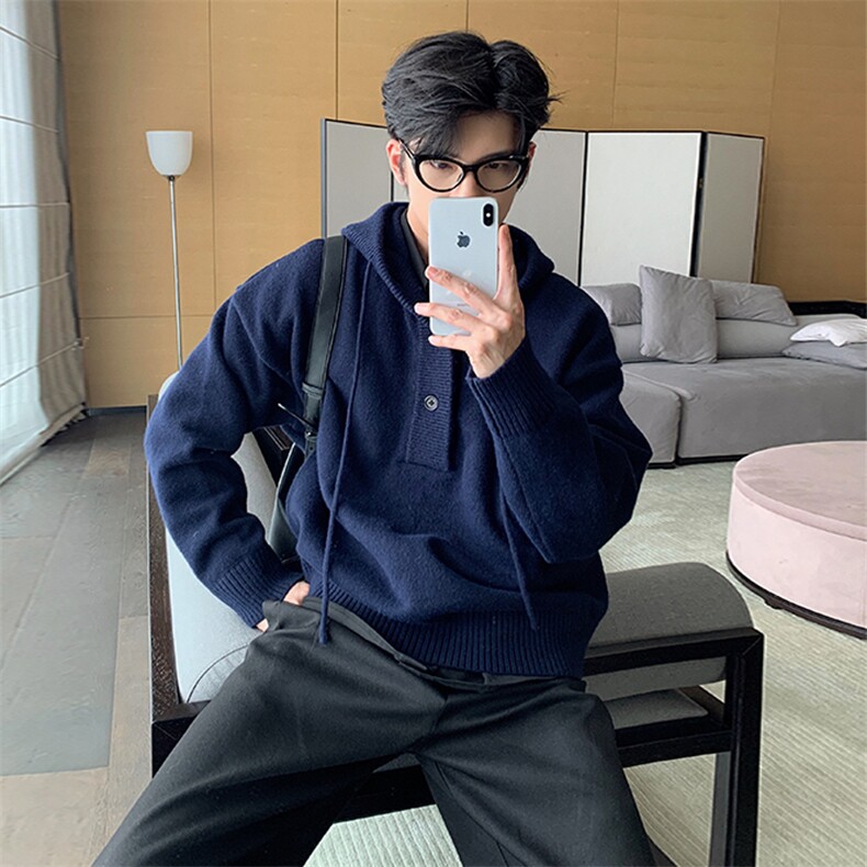 网图M2837-特P60加厚连帽毛衣男士半开衫针织衫男潮牌情侣套头,男装针织衫/毛衣,电商D310B