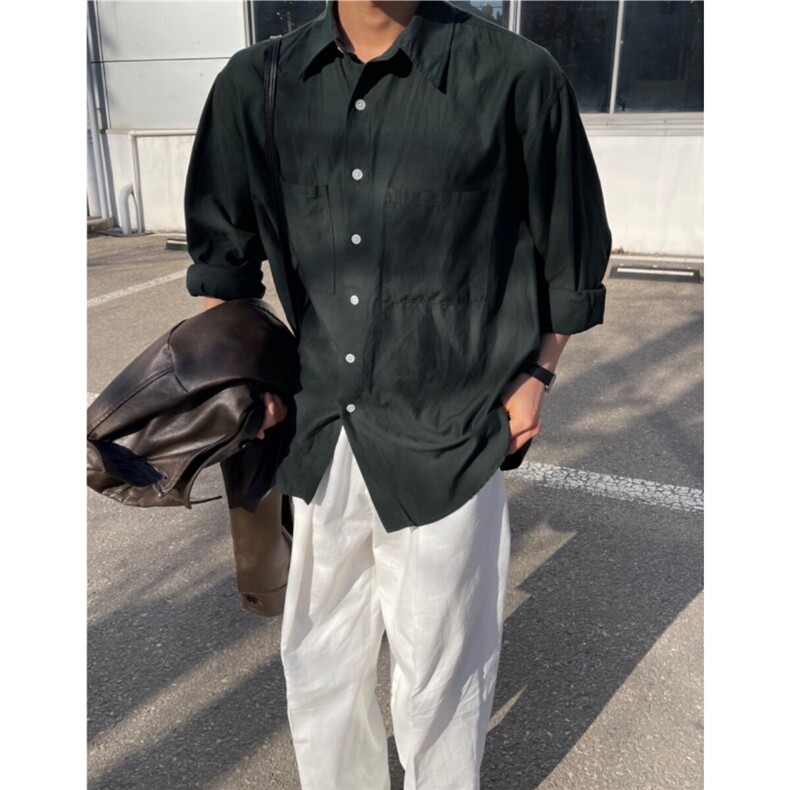春夏季潮雅痞帅气宽松衬衣休闲外套衬衫男士长袖904P45,男装衬衫,星座710