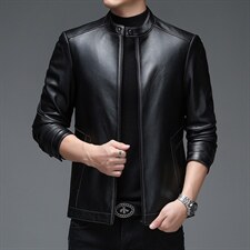 WL-M8268男式2023秋季新款立领头层绵羊皮皮衣男P480图片