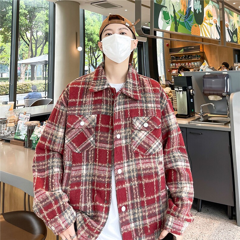 夹克潮流青春时尚潮流格子衬衫外套休闲百搭外套J741P--58,男装夹克,电商A128