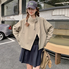 韩版时尚设计感短款风衣外套女2025春秋新款法式宽松显瘦立领上衣，女装短外套，2C272