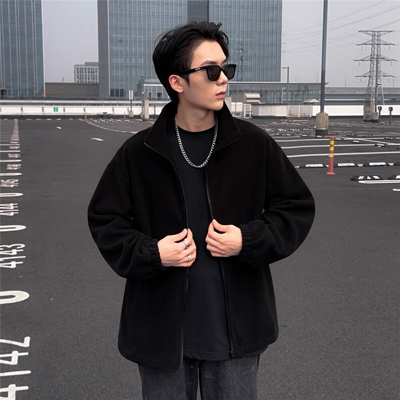 摇粒绒开衫卫衣男加厚打底衫男士外套立领潮A266-D01-P30特批图片