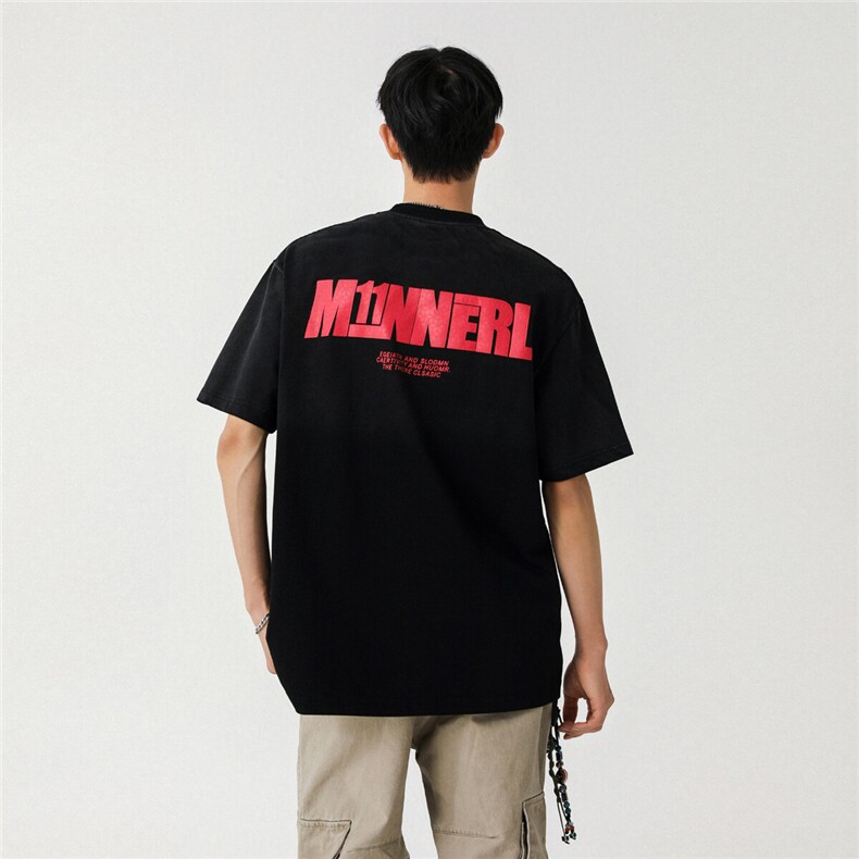 2025新款潮牌短袖宽松韩版字母印花扎染工艺T恤T8825/P5588,男装T恤,星座202
