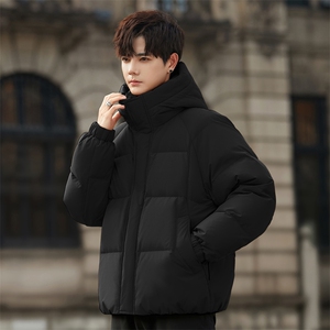 新款冬季连帽羽绒服男短款90白鸭绒2677P470图片