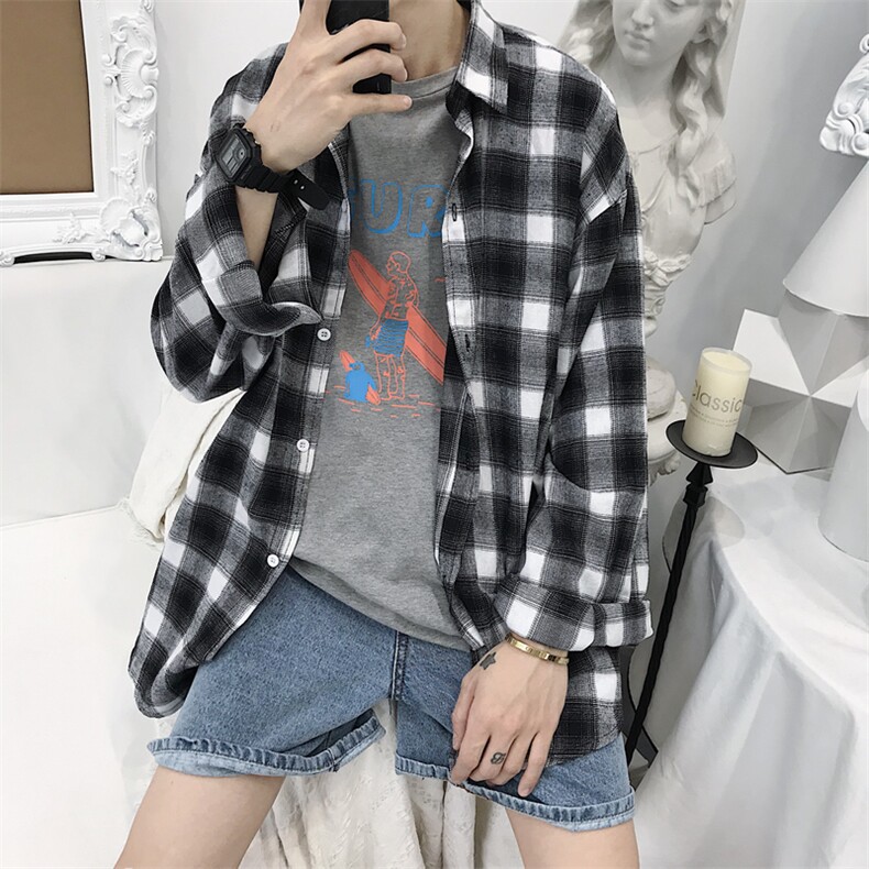 2021年新品cec宽松版衬衣格子休闲衬衫男C93/限,男装衬衫,电商B350
