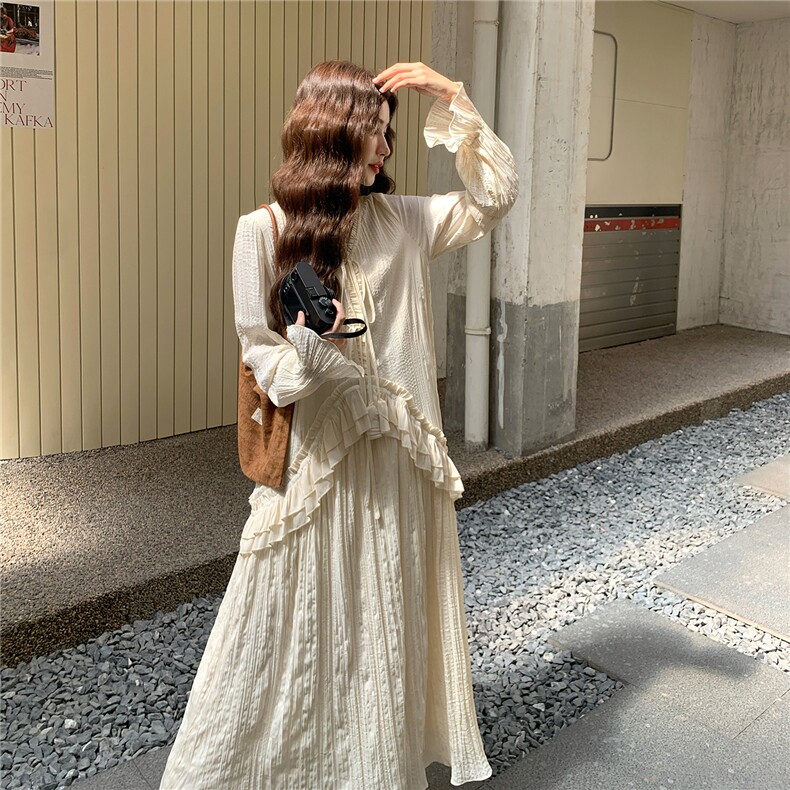 大货已出法式宽松假两件连衣裙5758-P145K218,女装连衣裙,2C332