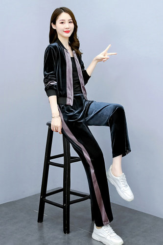 2021秋季时尚简约大方气质优雅收腰显瘦休闲修身百搭两件套,女装套装/套裙,依路服饰