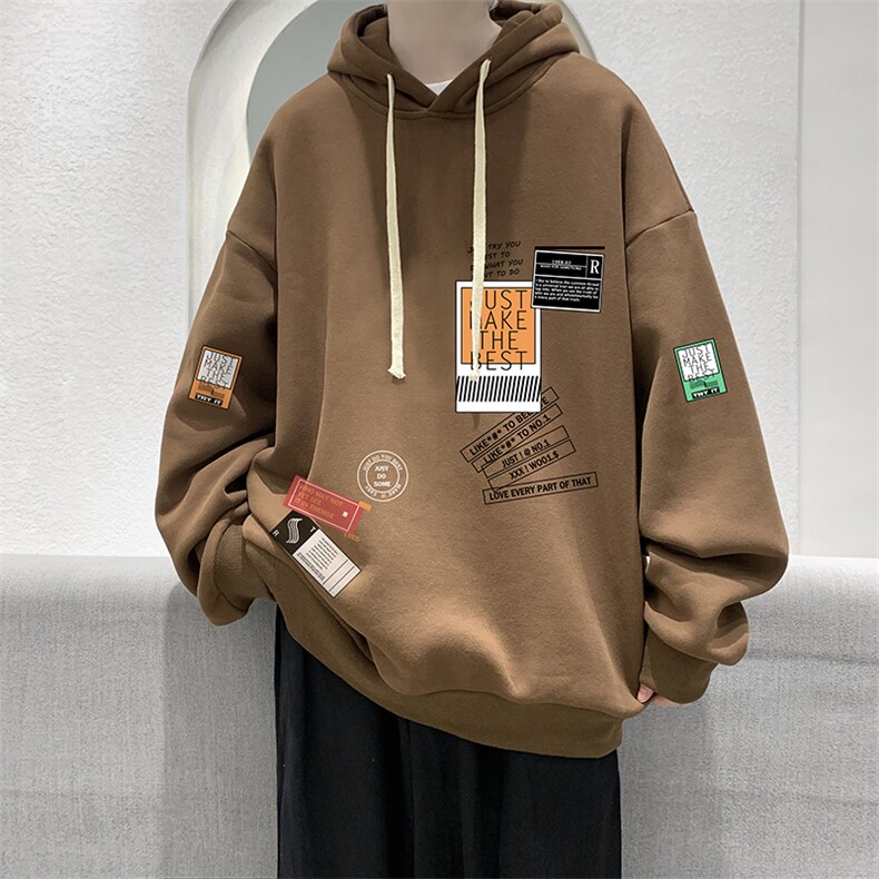 WY2121-P35纯棉连帽卫衣男大码运动帽衫宽松薄外套男,男装卫衣,电商A040