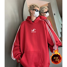 抖音得物供货提供视频秋冬重磅美式宽松织带连帽卫衣0624，男装卫衣，电商A486