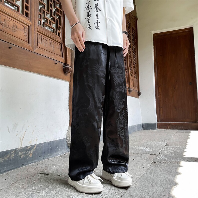 休闲裤风夏季新中式冰丝长裤子男直筒运动裤XZ212-QK9540-P37,女装休闲裤,星座212