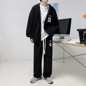 套装男韩版开衫卫衣连帽2023秋冬新款ins宽松百搭两件套W3044-P55图片