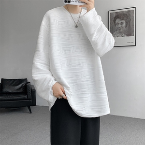 8XL-M肌理感长袖T恤男宽松重磅上衣痞帅高级感内搭打底衫P45控68
