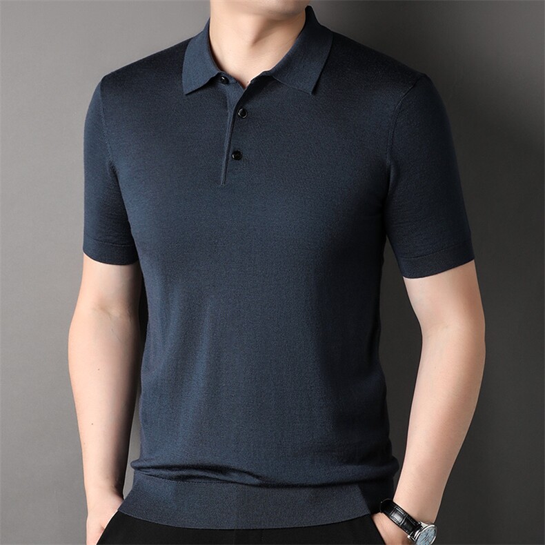 F81536钱塘2020-1夏季新款男士短袖翻领T恤针织薄款上衣P110，男装T恤，钱塘207-1