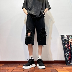 D2051-p45-控68现货风宽松cleanfit牛仔裤七分裤黑暗，男装牛仔裤，星座116