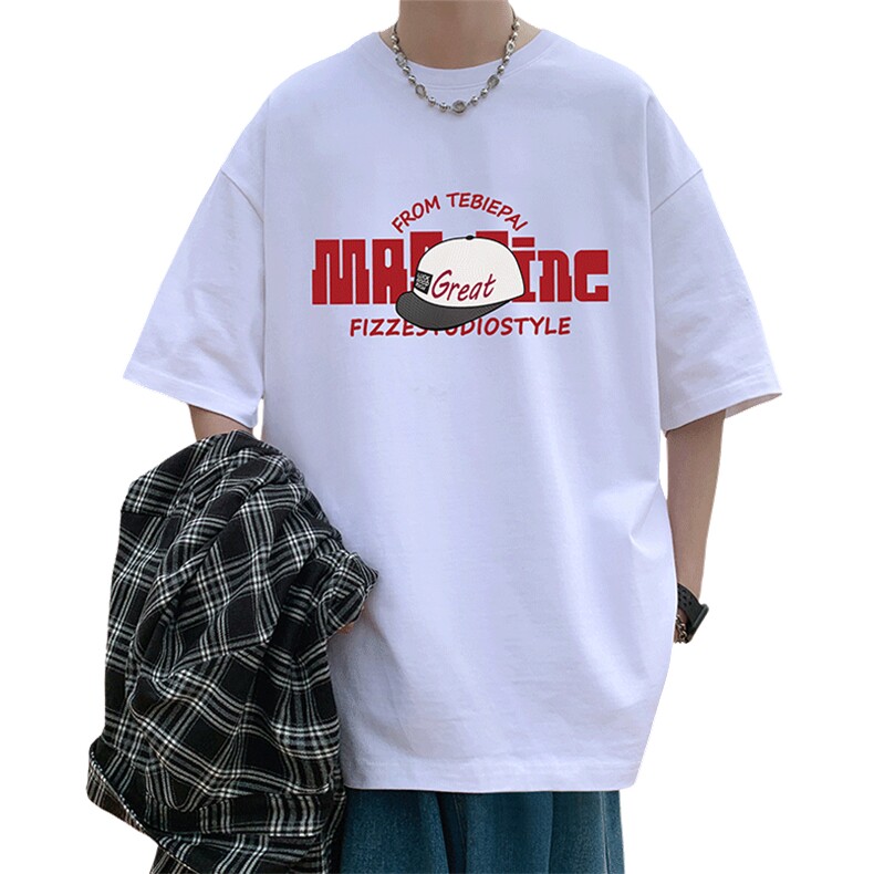 T792纯棉潮牌重磅短袖t恤男夏季oversize小众高街美式宽松上衣,男装T恤,星座304A
