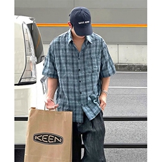 松弛感格子短袖衬衫男女夏季宽松速干翻领半袖衬衣外套CS370，男装T恤，星座1116A（原606A-3）