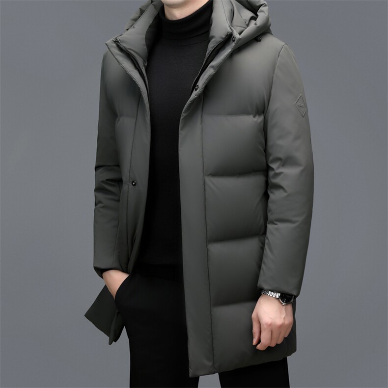 羽绒服男连帽加厚保暖休闲冬季中年男装鸭绒外套中长款爸爸外套,男装羽绒服,钱塘6003（原4033）
