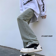 B221美式ins高街小众纯色百搭微喇牛仔裤LK22087-P55控78，男装牛仔裤，电商B221