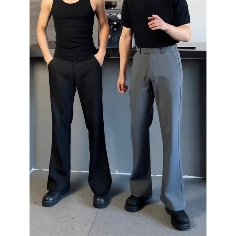 现货主推直筒修身微喇西裤男垂坠感高级休闲裤男K0072/P45,男装西裤,星座205-3