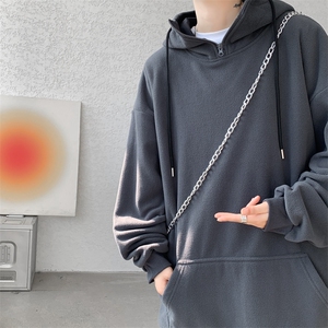 8XL-M大码摇粒绒卫衣套头连帽半拉链宽松美式复古外套WY9103/P68