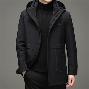 2023冬新款羽绒服男中长款可拆卸帽中年男士休闲外套HM2375-P335,男装羽绒服,电商B212（原钱塘6029）
