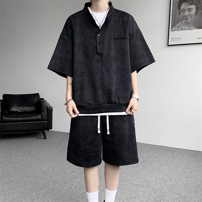 可拆开卖！立领POLO衫短袖t恤套装男生休闲运动青少年搭配帅气夏图片