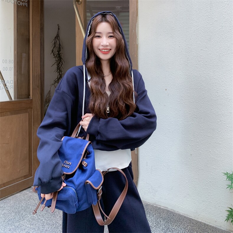 藏蓝色休闲运动套装女秋季2025新款时尚洋气减龄卫衣卫裤两件套潮,女装套装/套裙,2D076