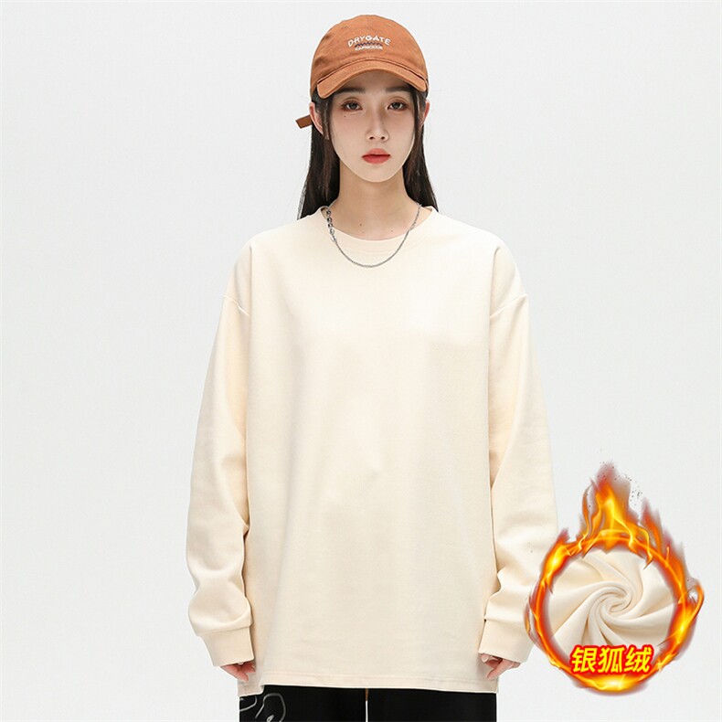 新款加绒加厚纯色潮流韩版宽松圆领休闲卫衣EY-3658JR-P50,男装卫衣,电商B306