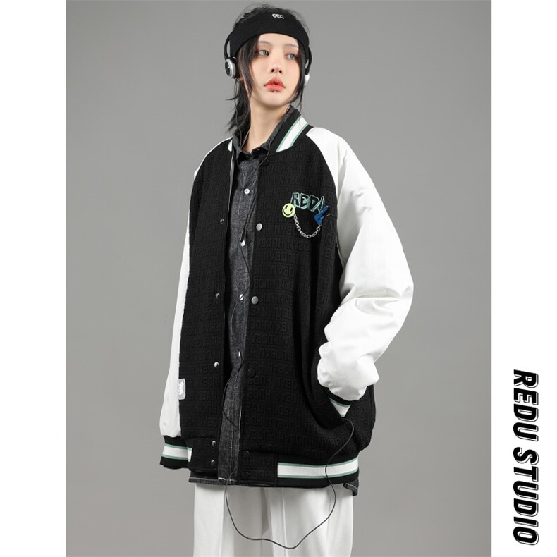 秋装新品潮韩版夹克棒球服男女中性风胸针刺绣简约外套 8013-P95图片