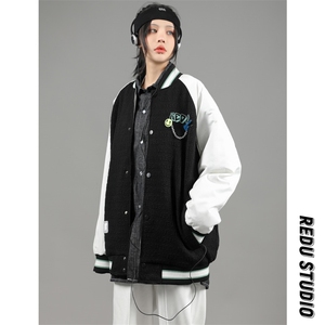 秋装新品潮韩版夹克棒球服男女中性风胸针刺绣简约外套 8013-P95图片
