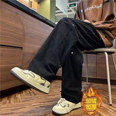 加绒加厚休闲长裤宽松直筒灯芯绒条绒潮流百搭K990-P40加绒P48，男装休闲裤，星座308B-2