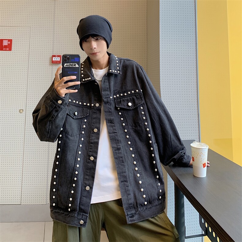 牛仔外套男韩版潮流高街帅气2023秋冬季新款ins宽松外套W3593-P61，男装大码男装，星座412-2