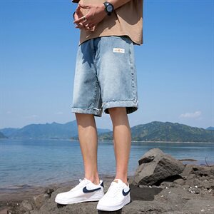 2021夏季新款男士潮牌宽松水洗牛仔休闲短裤五分裤DS770TP45图片