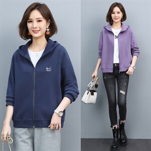 【全年有货，不下架】拉链开衫春秋季通勤卫衣女长袖宽松大码外套，女装卫衣/绒衫，3200格调