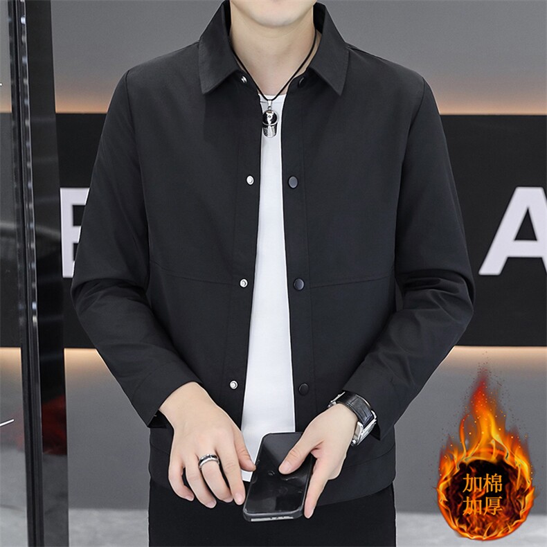 加棉加厚夹克外套男休闲百搭翻领男士夹克N2408-加绒P77常规67图片