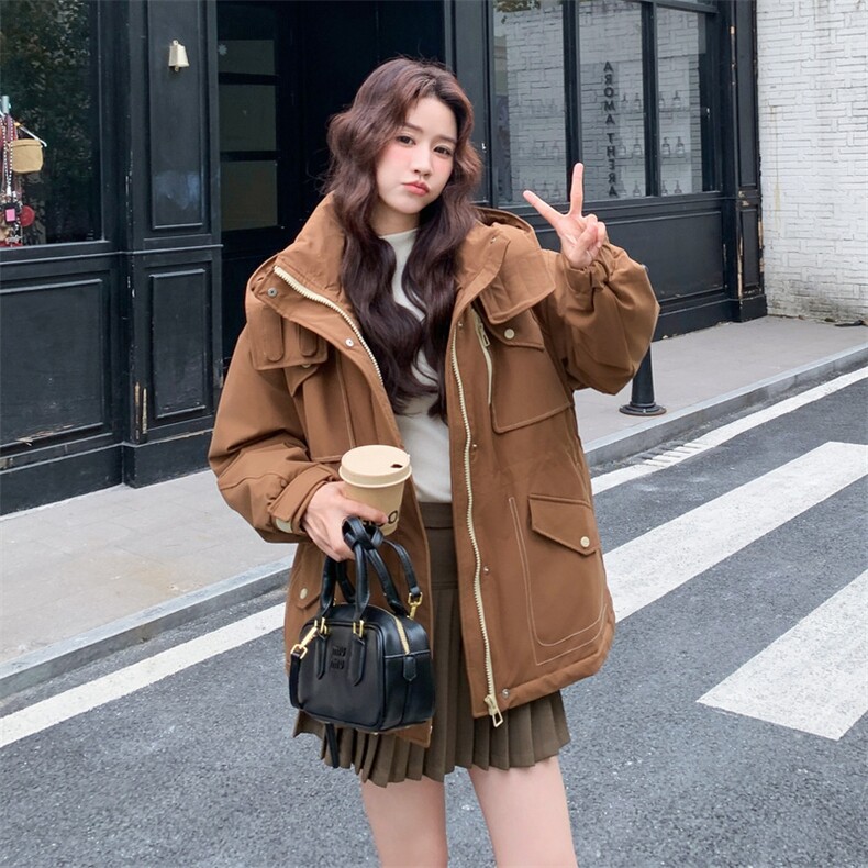 韩系工装派克羽绒服女2025冬季新款高端洋气休闲保暖90白鸭绒外套,女装羽绒服,玖莱伊