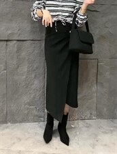 2022秋季新款褶皱开叉气质半身裙，女装半身裙，L·H·X