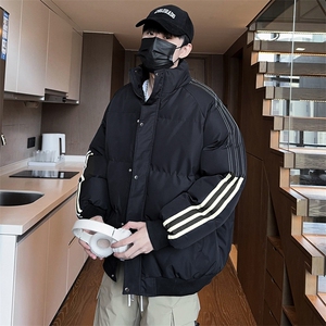 新款宽松棉衣男士立领加厚保暖防寒冬装外套三条杠棉服6667-P60,男装棉衣,星座1403A