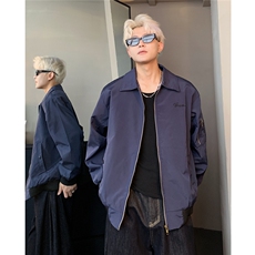 春秋季新款美式复古翻领夹克男宽松休闲百搭情侣外套上衣，男装夹克，电商C307