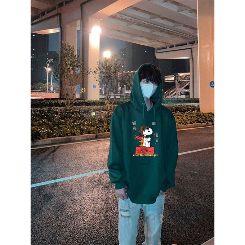 史努比印花LOGO男女情侣潮牌连帽卫衣图片
