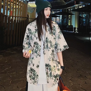 夏季衬衫男女短袖韩版潮流印花百搭2024新款ins宽松外套CY857-P29图片