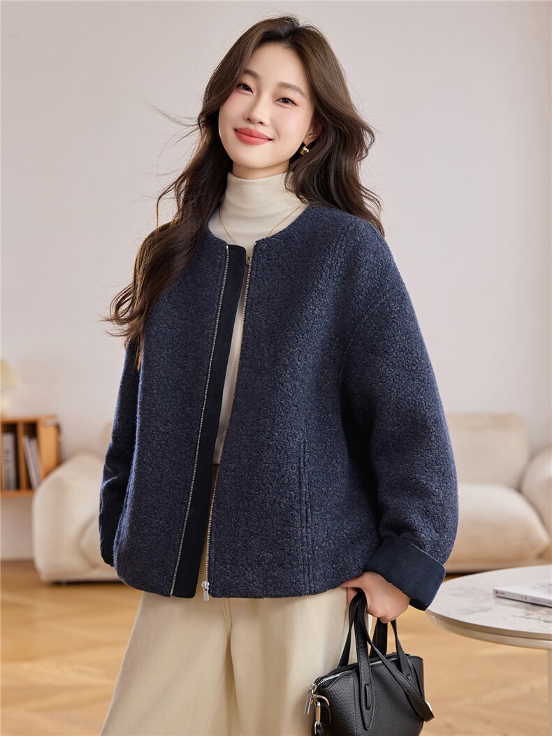 小个子休闲白鹅绒短外套女2025冬季新款时尚百搭羽绒内胆羊毛上衣,女装羽绒服,辉之琳
