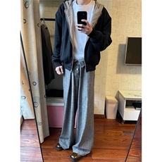 网图有货双面穿千鸟格拉链连帽外套宽松复古帽衫上衣A307-P75，女装短外套，星座1505
