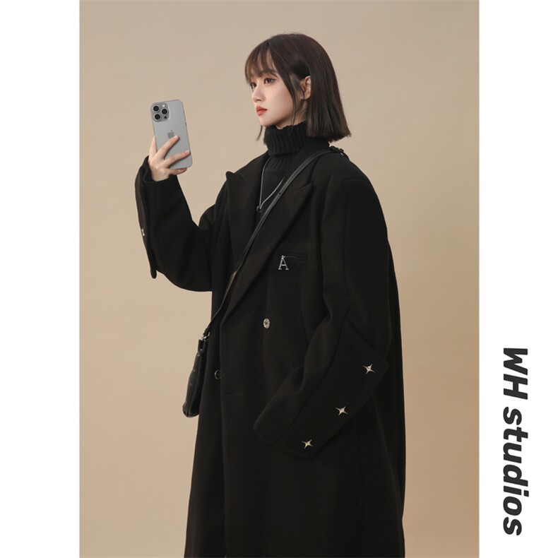 中性冬季中长款高级感过膝妮子大衣宽松风衣外套XZ811A-F198-P128,男装风衣,星座811A