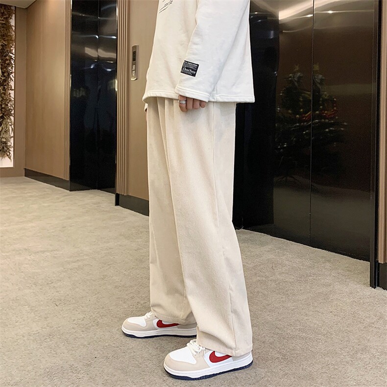裤子男ins加绒加厚高质量灯芯绒阔腿裤男裤痞帅休闲裤K032-P40,男装休闲裤,星座308B-1