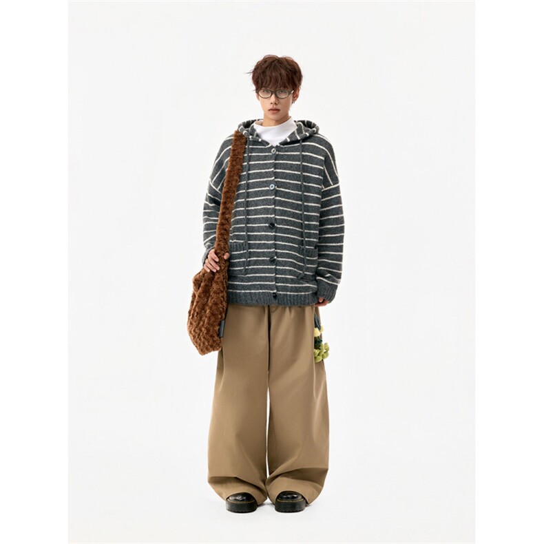 【现货】XZ1218MY9574特价P61美式复古条纹简约连帽毛衣,男装针织衫/毛衣,星座1218（原611-3）