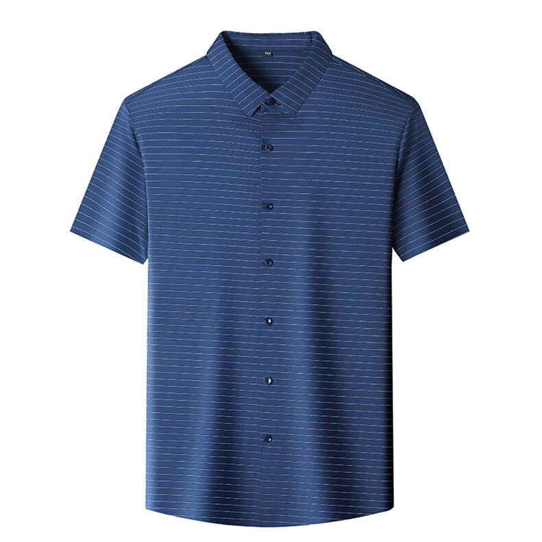 爸爸夏装短袖衬衫商务休闲男士上衣服夏季薄款衬衣夏天中年人男装,男装衬衫,电商B212（原钱塘6029）