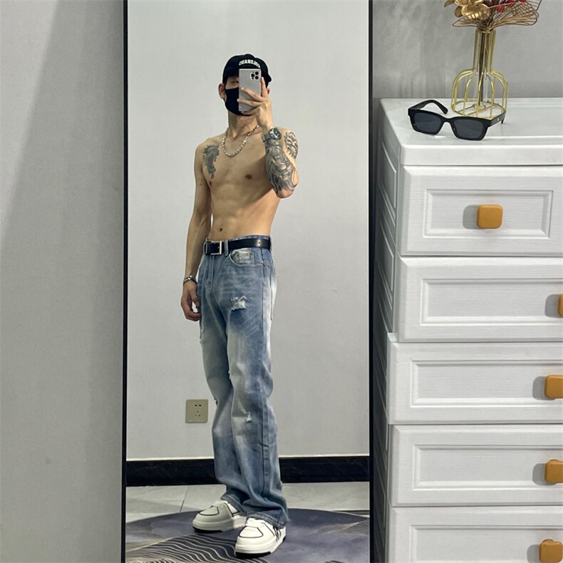 小个子潮流牛仔裤青春流行ins新款原宿男春季简约JY9006-P58,男装牛仔裤,星座1109-3