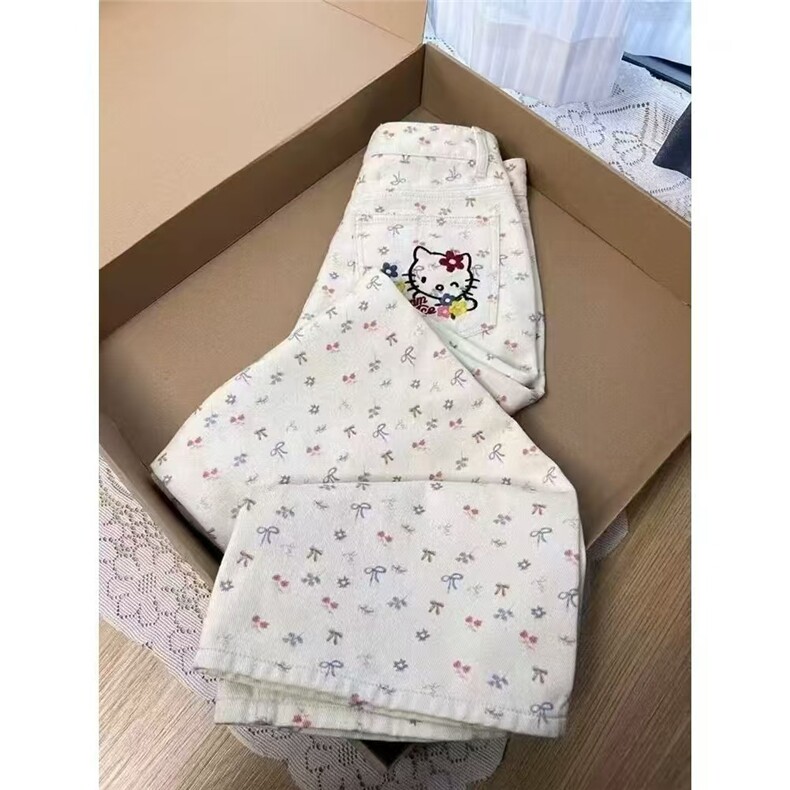简约慵懒碎花刺绣牛仔裤夏季新款高腰直筒长裤513ACK1931P40,男装牛仔裤,星座513A